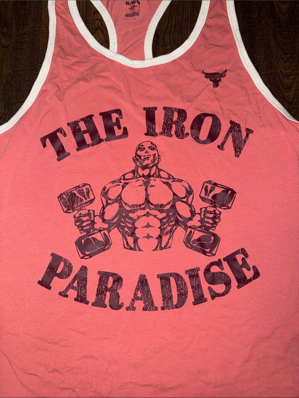 Under Armour Coral Racerback Tank with 'The Iron Paradise' Graphic - Picture 2 of 3